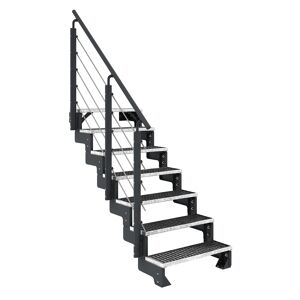 Außentreppe 'Gardentop' 7 Gitterroststufen 80 cm mit Geländer