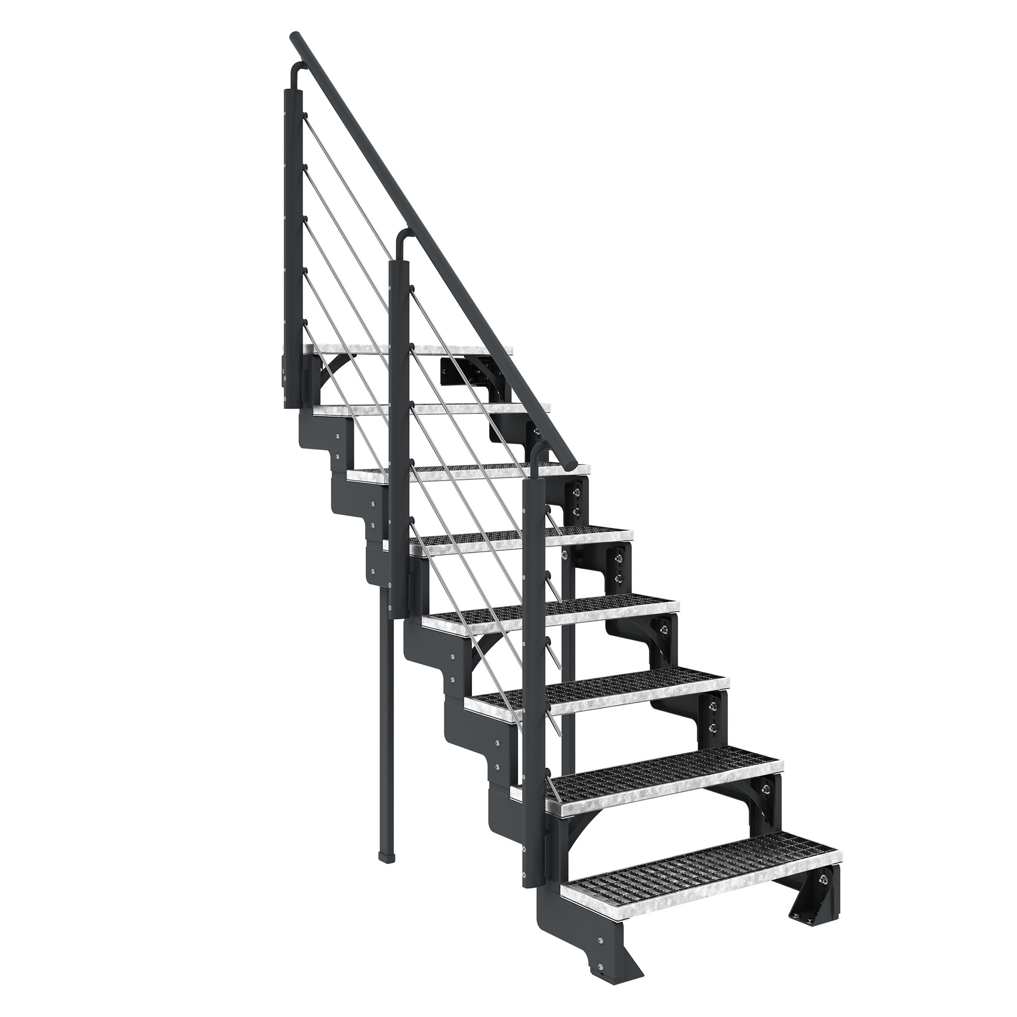 Außentreppe 'Gardentop'  8 Gitterroststufen 80 cm mit Geländer