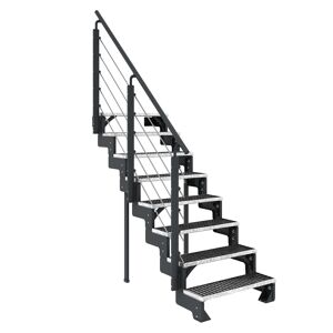 Außentreppe 'Gardentop' 8 Gitterroststufen 80 cm mit Geländer