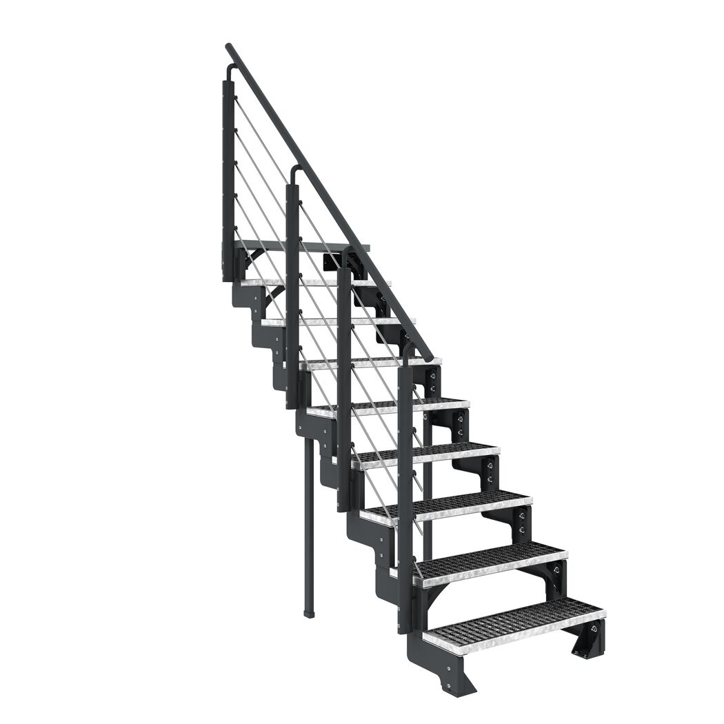 Außentreppe 'Gardentop'  9 Gitterroststufen 80 cm mit Geländer