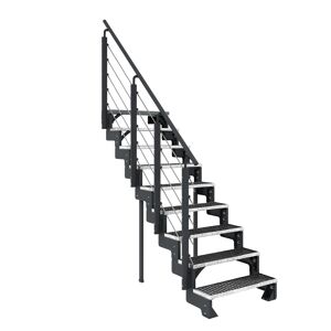 Außentreppe 'Gardentop' 9 Gitterroststufen 80 cm mit Geländer