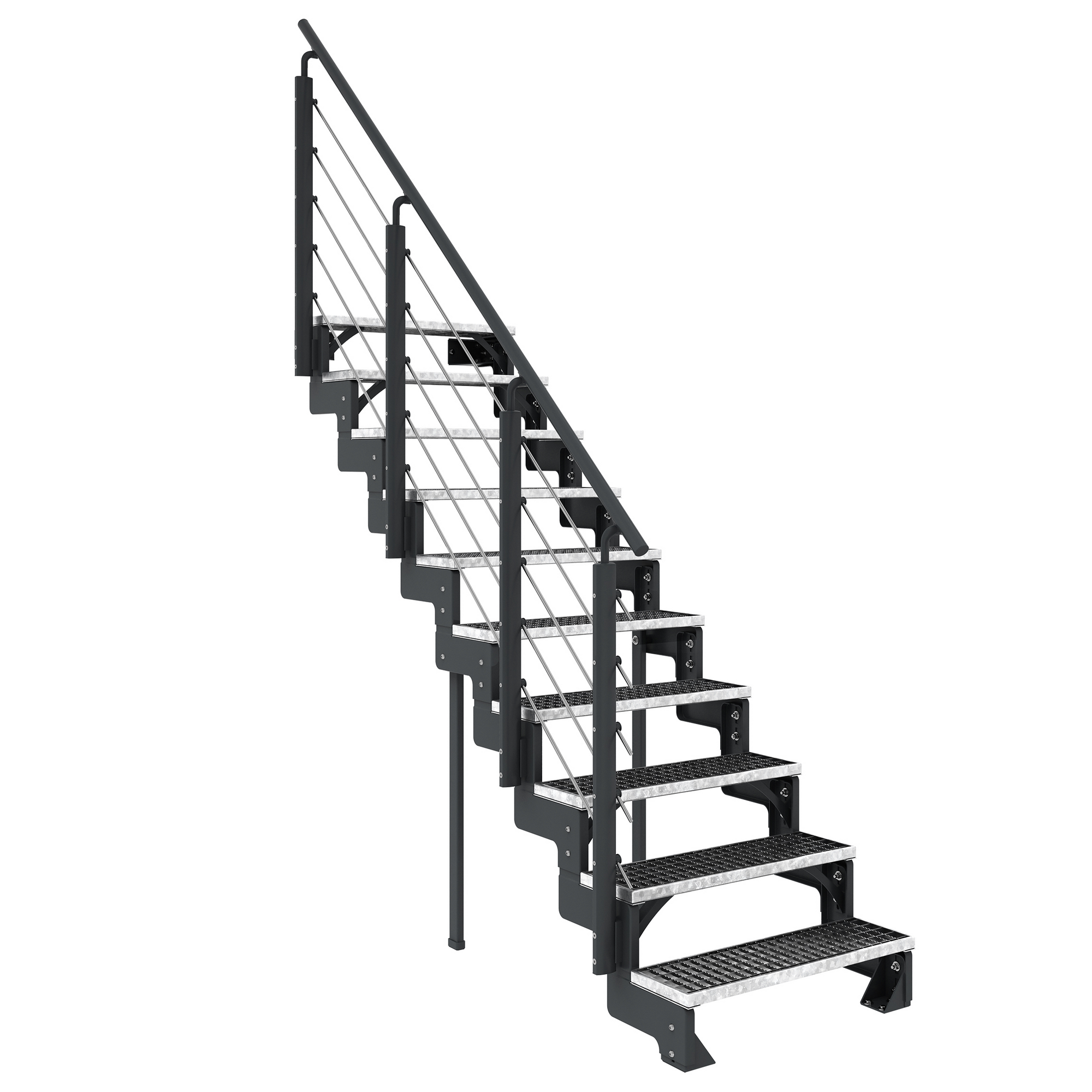 Außentreppe 'Gardentop'  10 Gitterroststufen 80 cm mit Geländer