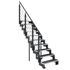 Außentreppe 'Gardentop' 10 Gitterroststufen 80 cm mit Geländer