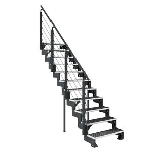 Außentreppe 'Gardentop' 11 Gitterroststufen 80 cm mit Geländer