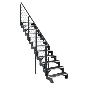Außentreppe 'Gardentop' 14 Gitterroststufen 80 cm mit Geländer