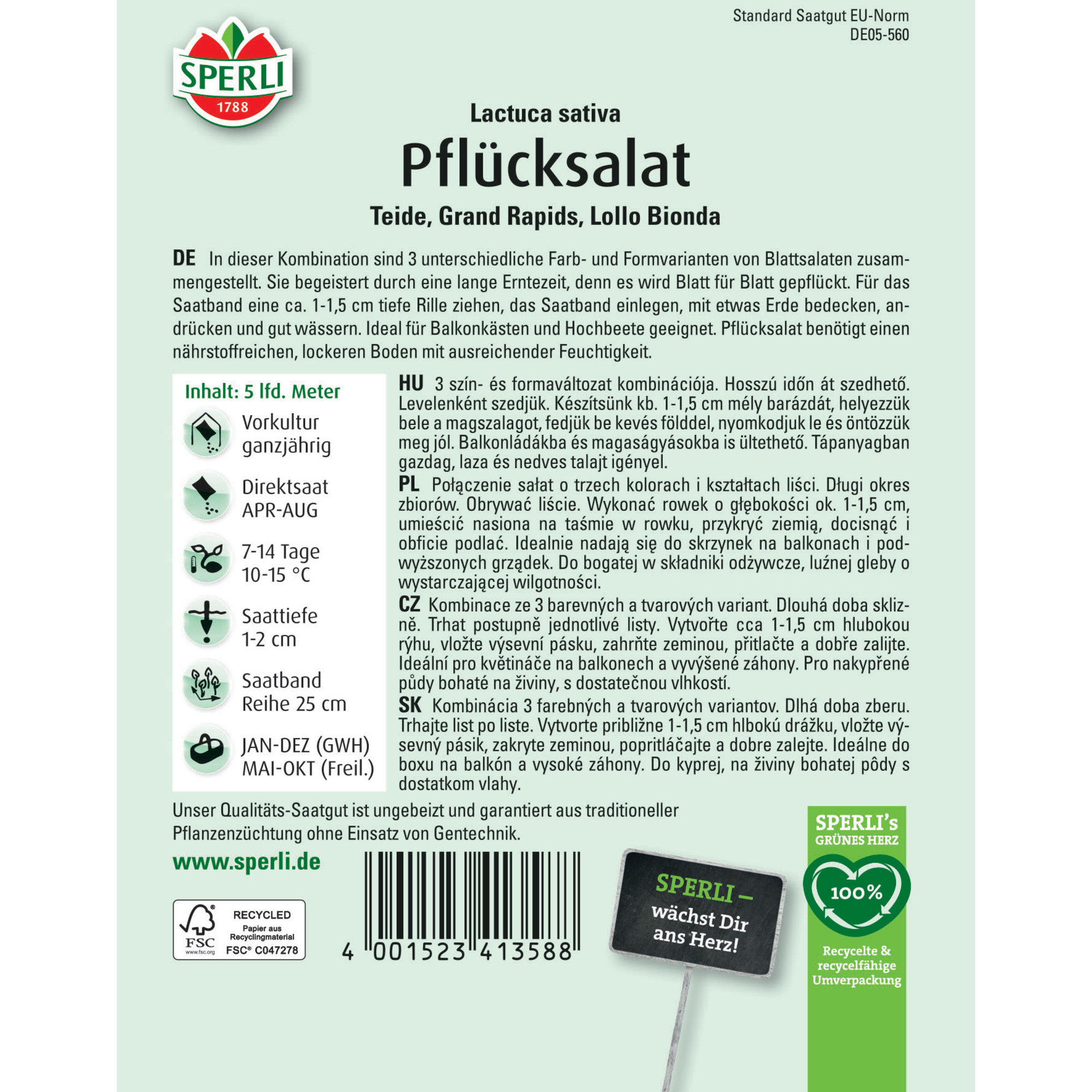 Pflücksalat 'Kombination' Saatband 5 m