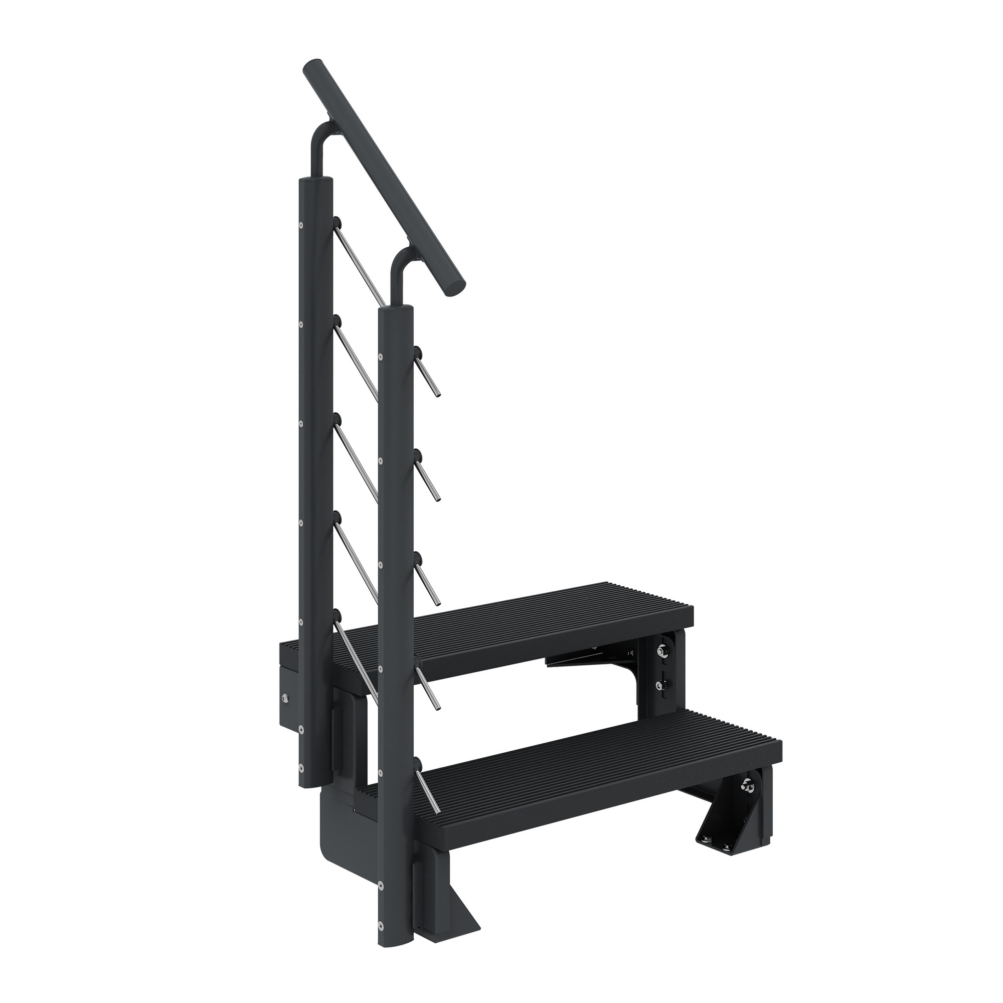 Außentreppe 'Gardentop' anthrazit 2 Stufen 100 cm mit Geländer