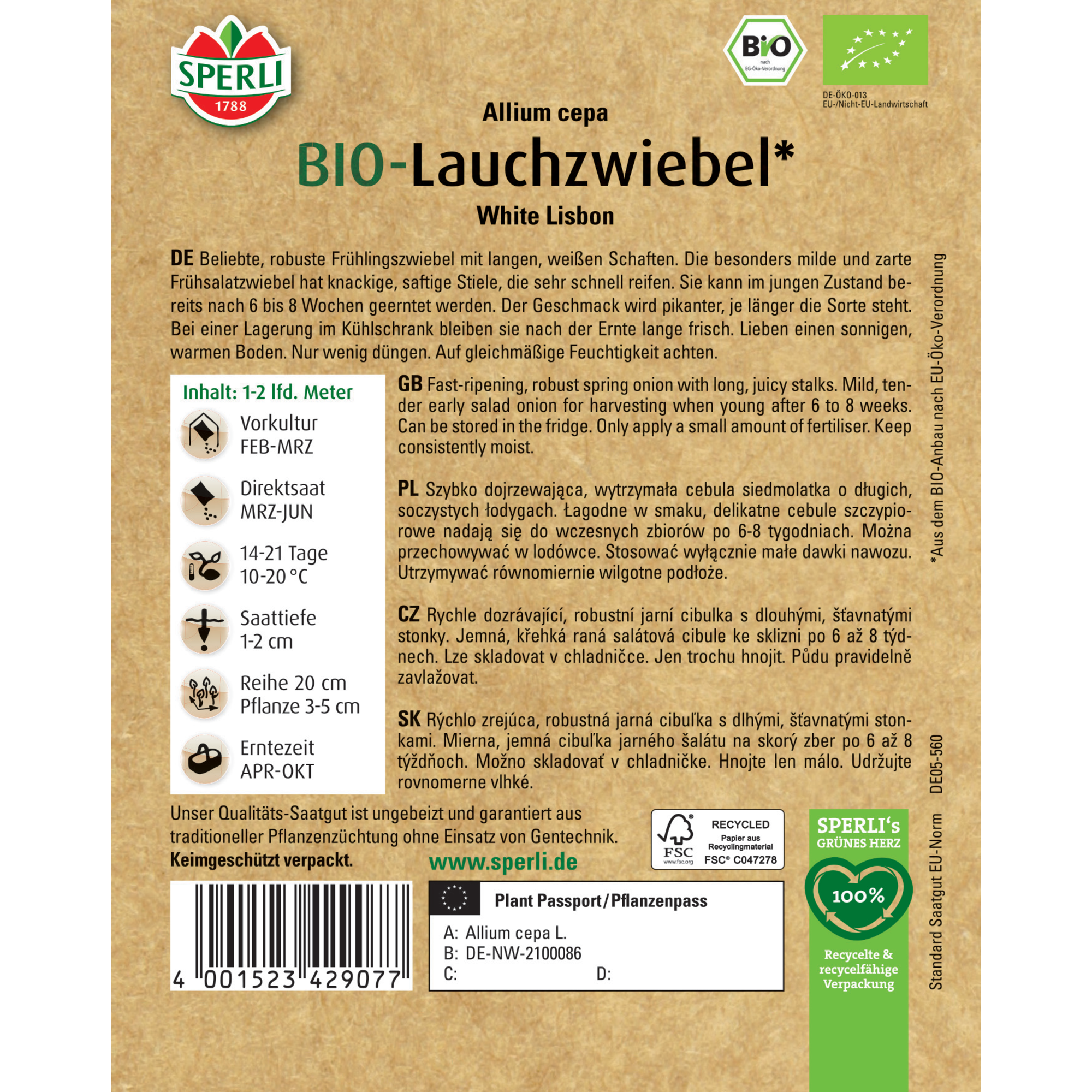 BIO-Lauchzwiebel 'White Lisbon'