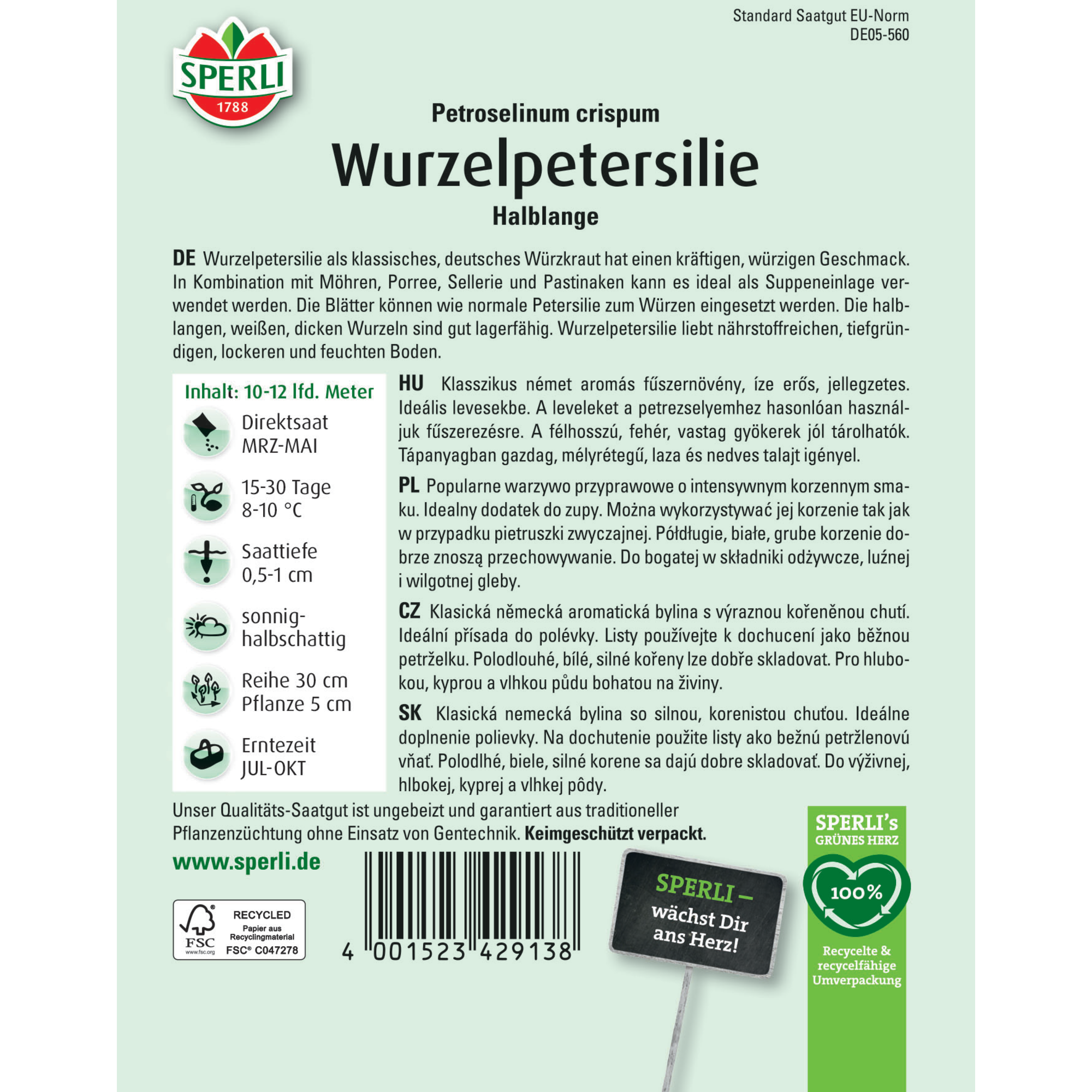 Wurzelpetersilie 'Halblange'