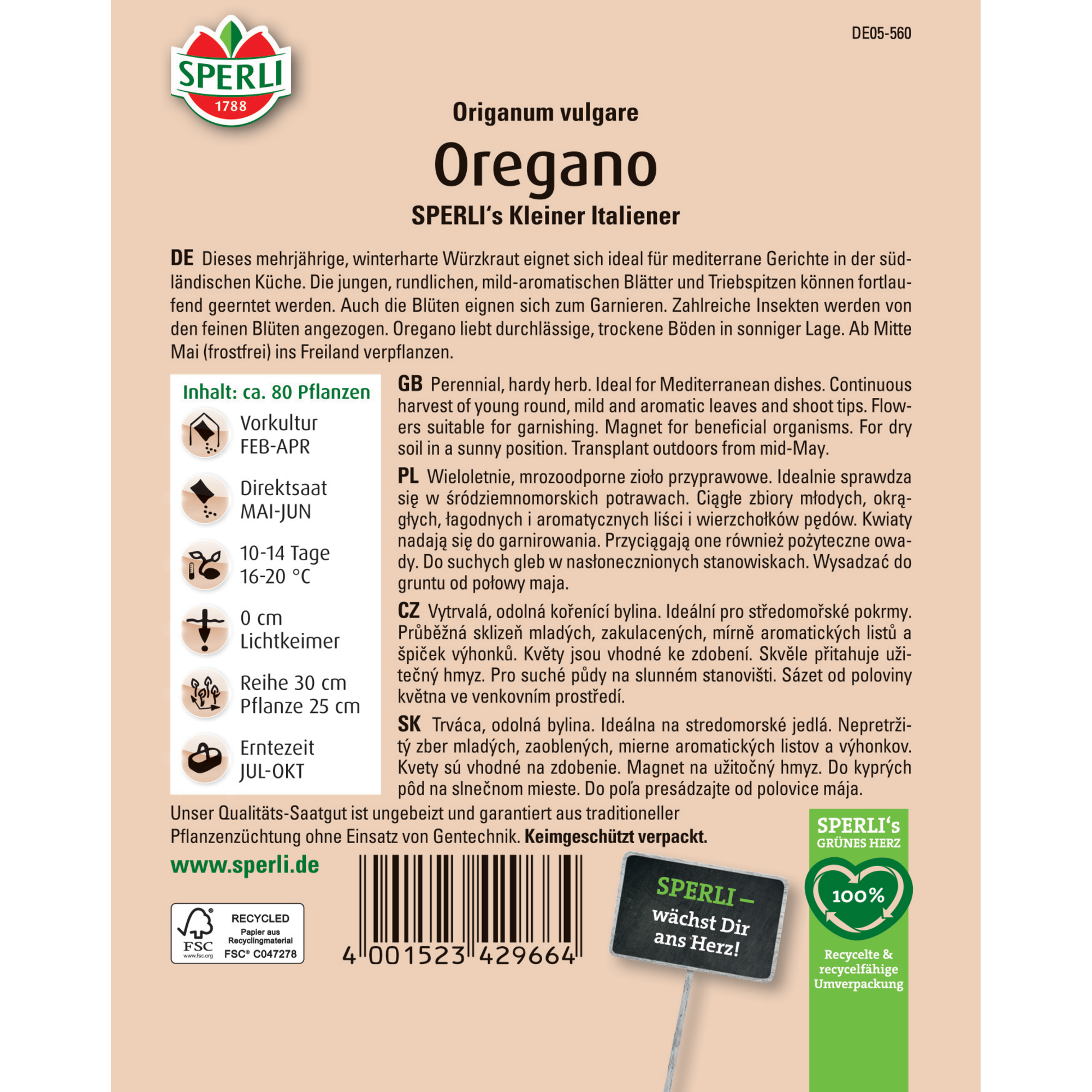 Oregano 'SPERLI's Kleiner Italiener'