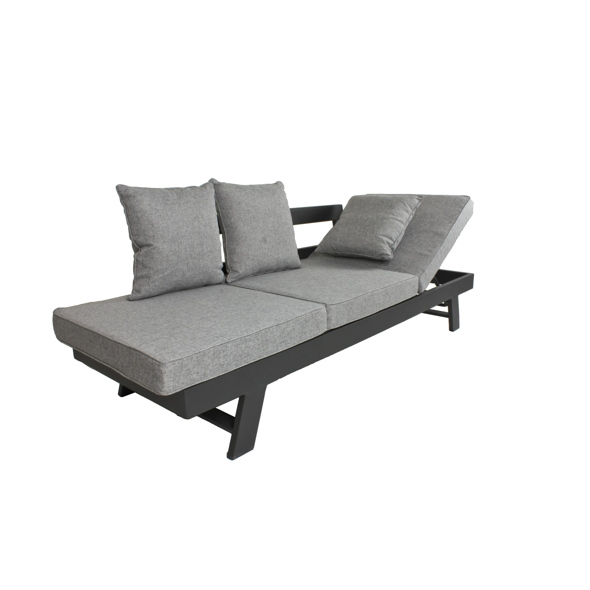 Multifunktionssofa 'Donna' verstellbar Aluminium schwarz 216 x 70 x 74 cm