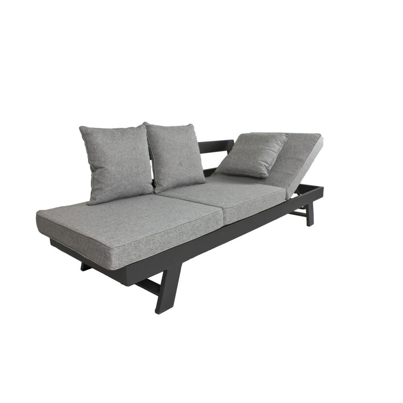 Multifunktionssofa 'Donna' verstellbar Aluminium schwarz 216 x 70 x 74 cm