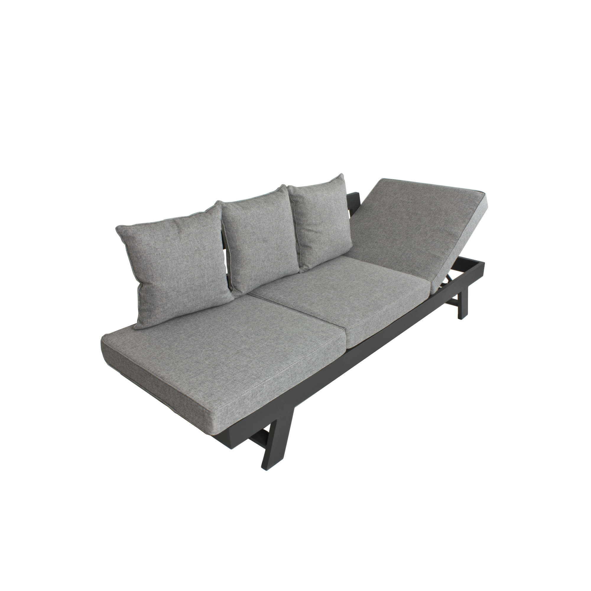 Multifunktionssofa 'Donna' verstellbar Aluminium schwarz 216 x 70 x 74 cm