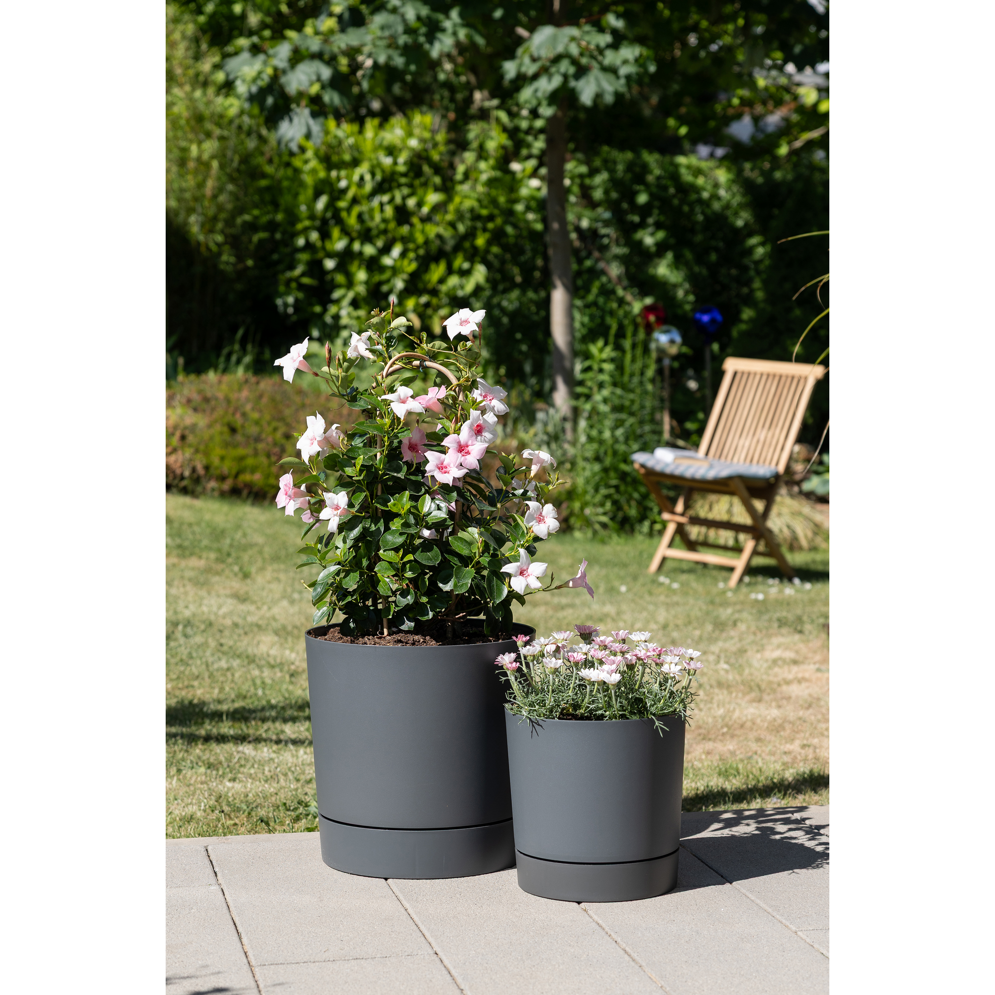 Pflanzgefäß '235 Plano+' Kunststoff Metallic grey Ø 38,7 x 38 cm