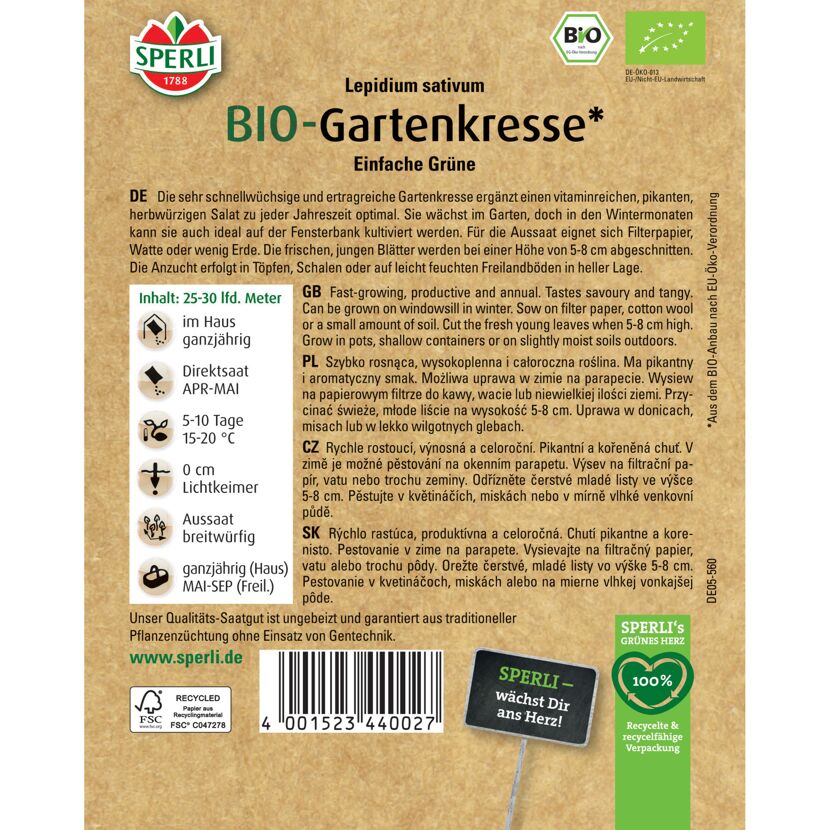 BIO-Gartenkresse 'Einfache Grüne'