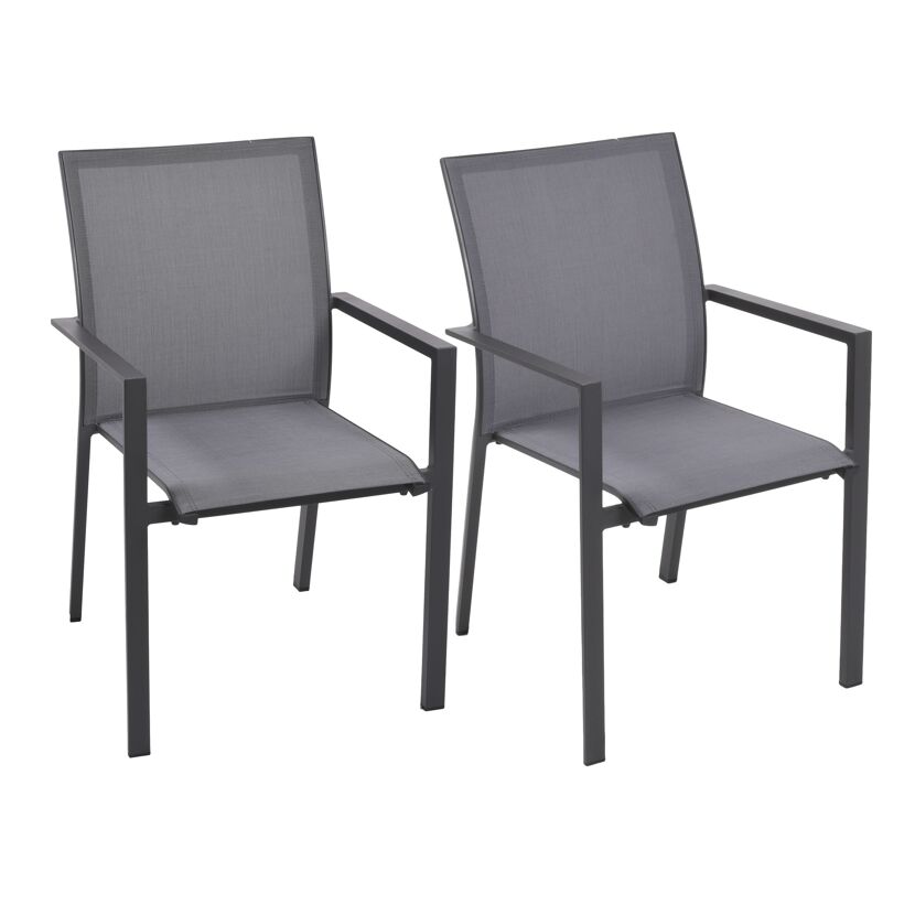 Gartenstuhl 'Rana' stapelbar Aluminium dunkelgrau, grau 63 x 89 x 56 cm