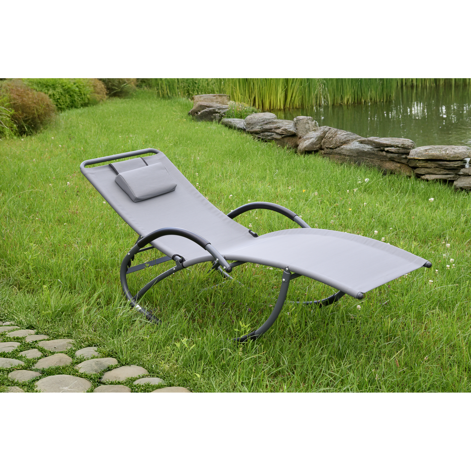 Schaukelliege 'Siros' verstellbar grau 63 x 106 x 177 cm