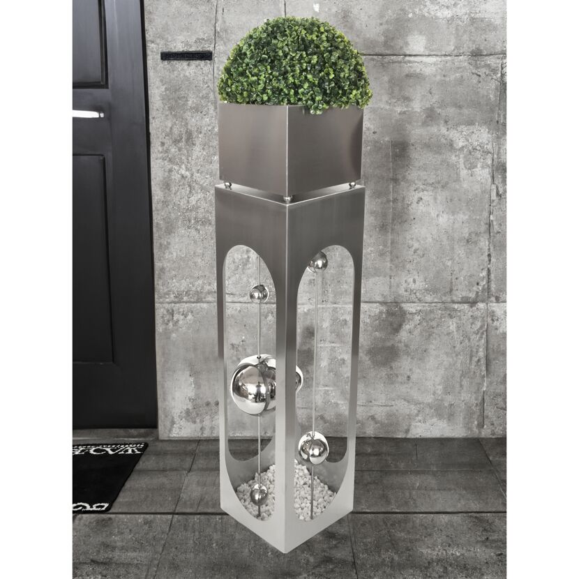Pflanzsäule 'Patio' Edelstahl silbern 26 x 110 x 26,5 cm