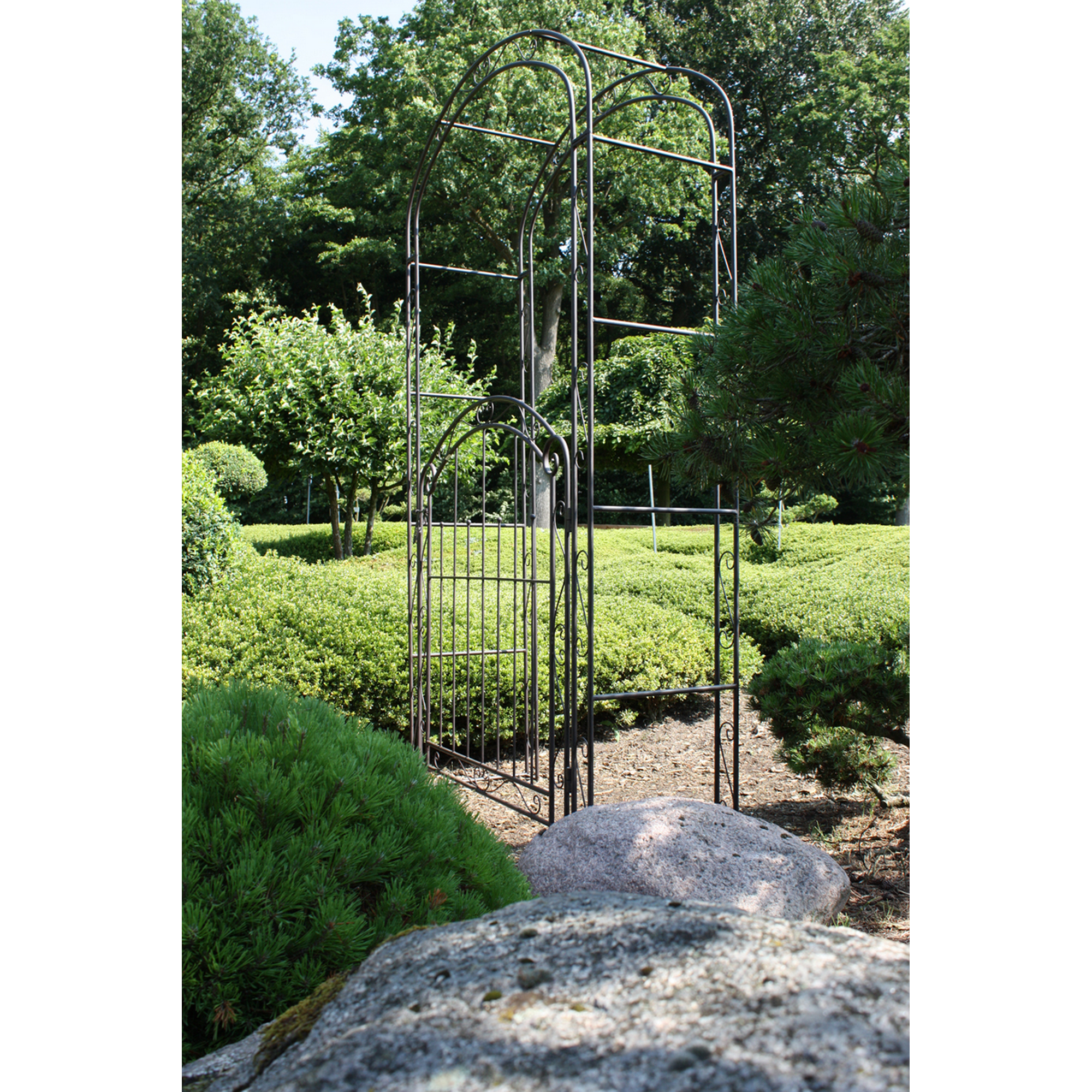 Rosenbogen mit Pforte ''Mayon'' Stahl schwarz 115 x 225 cm