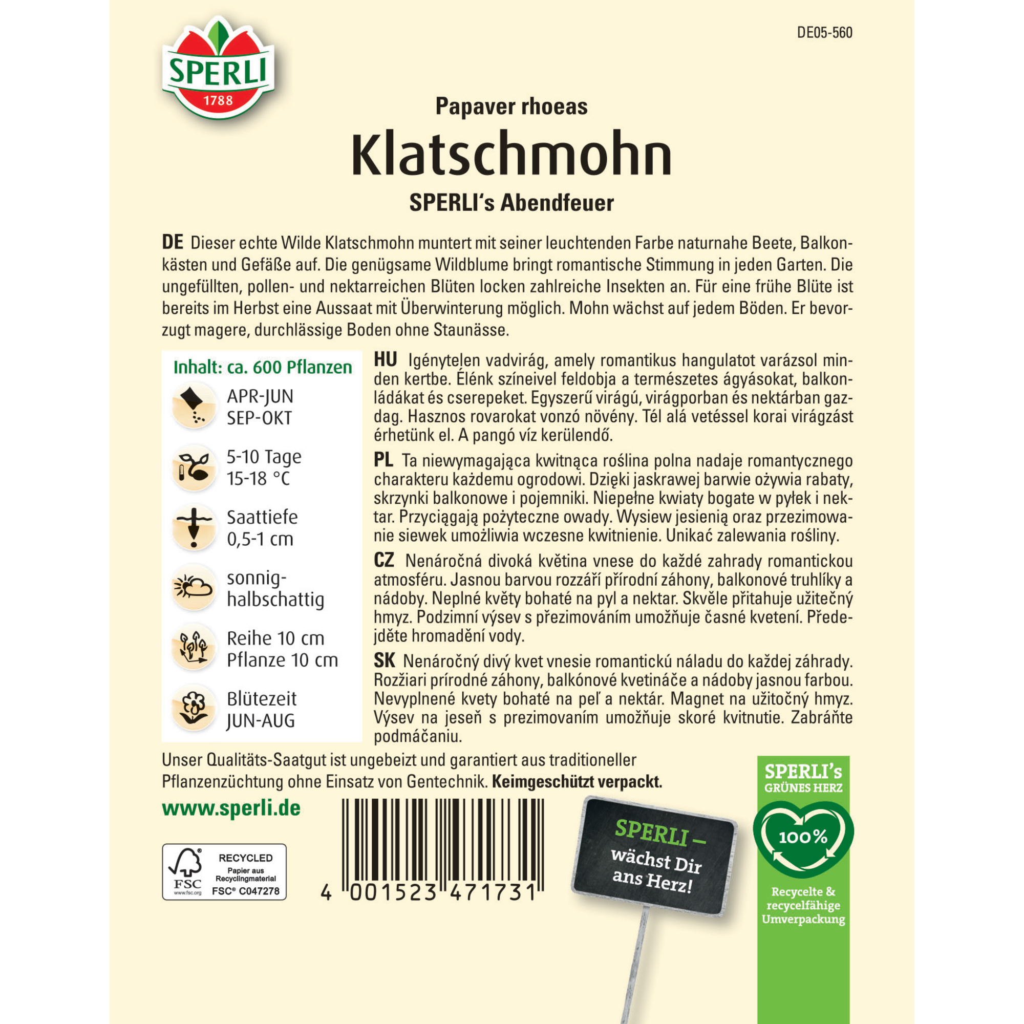 Klatschmohn 'SPERLI's Abendfeuer'