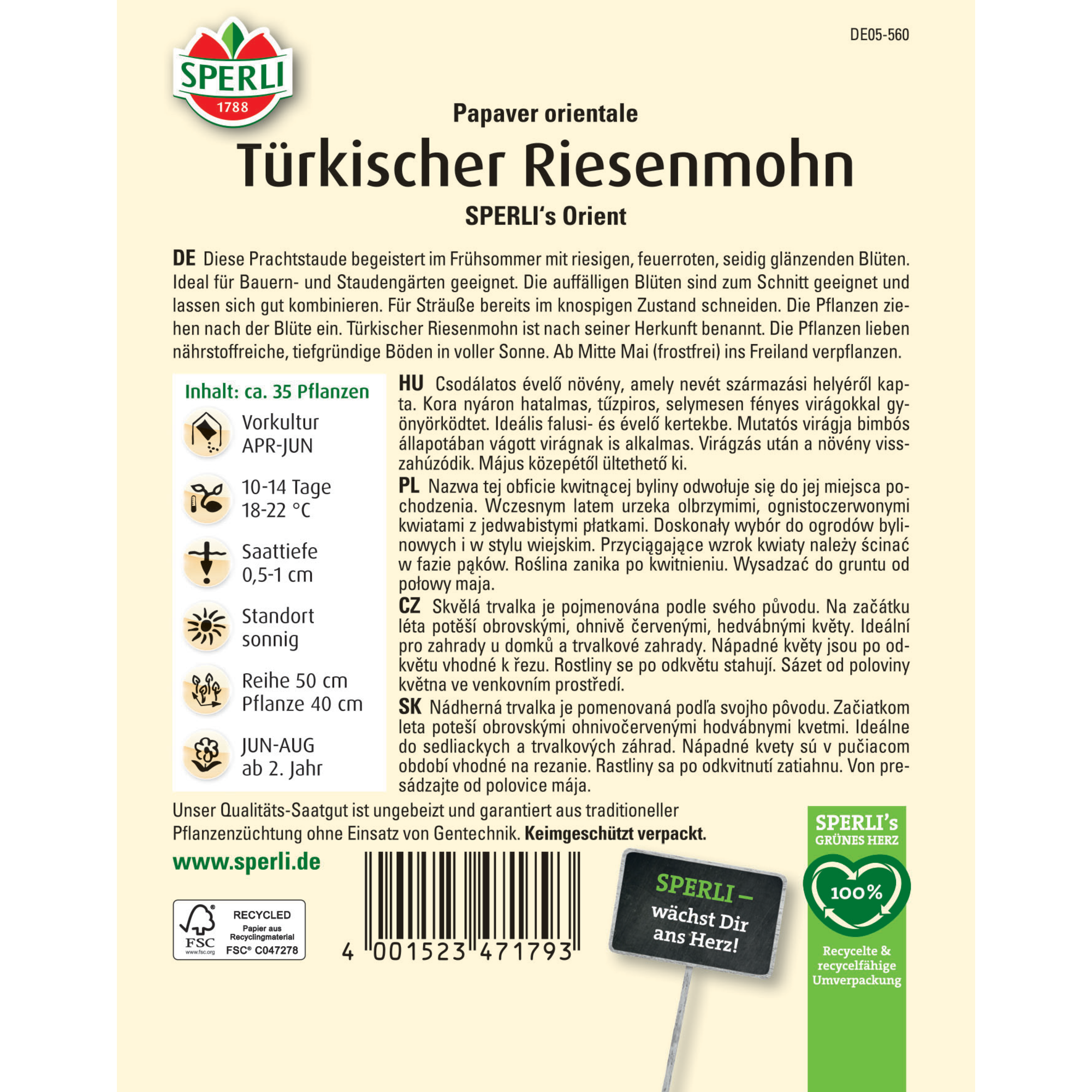 Türkischer Riesenmohn 'SPERLI's Orient'