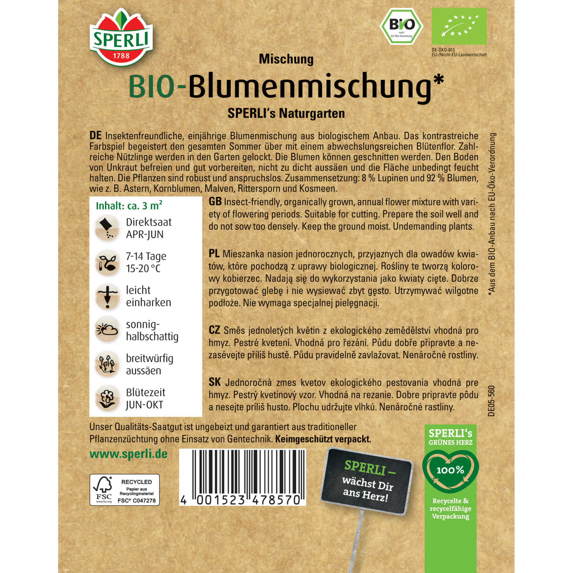 BIO-Blumenmischung 'SPERLI's Naturgarten'
