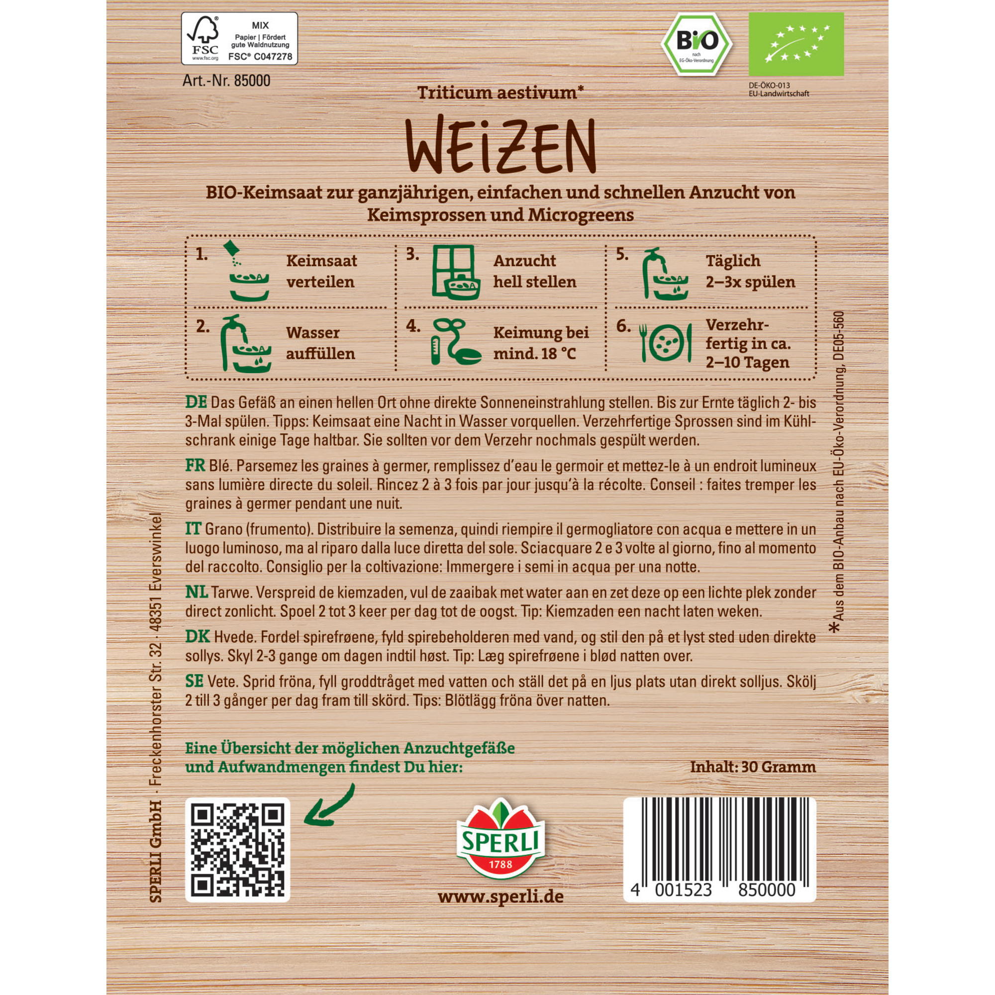 BIO-Keimsprossen-Saat Weizen