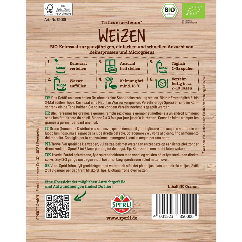 BIO-Keimsprossen-Saat Weizen