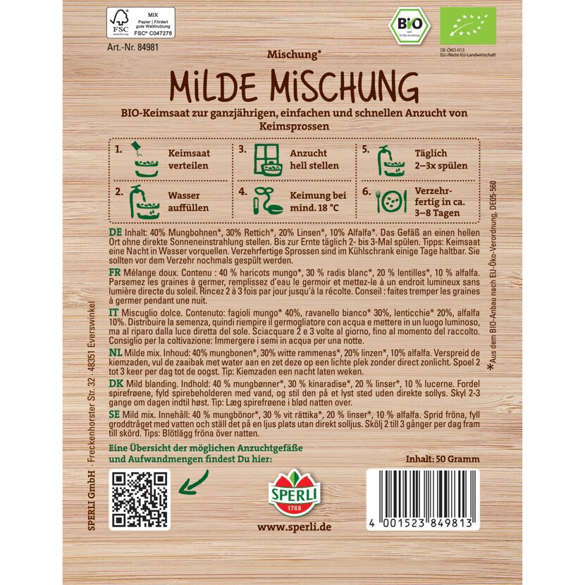 BIO-Keimsprossen-Saat Milde Mischung