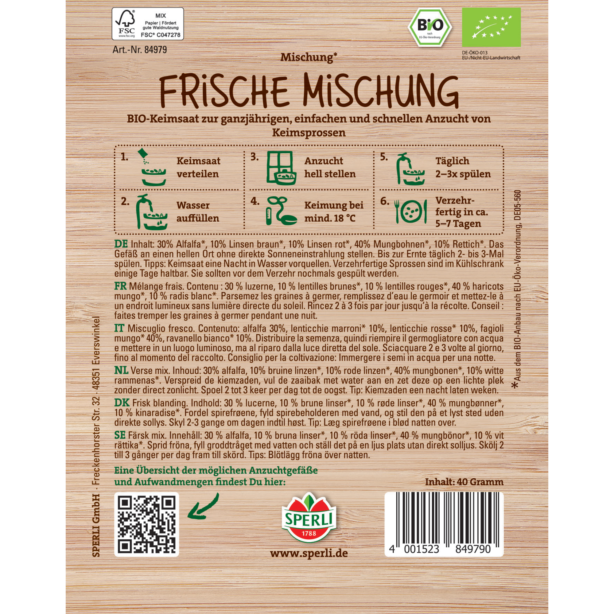 BIO-Keimsprossen-Saat Frische Mischung