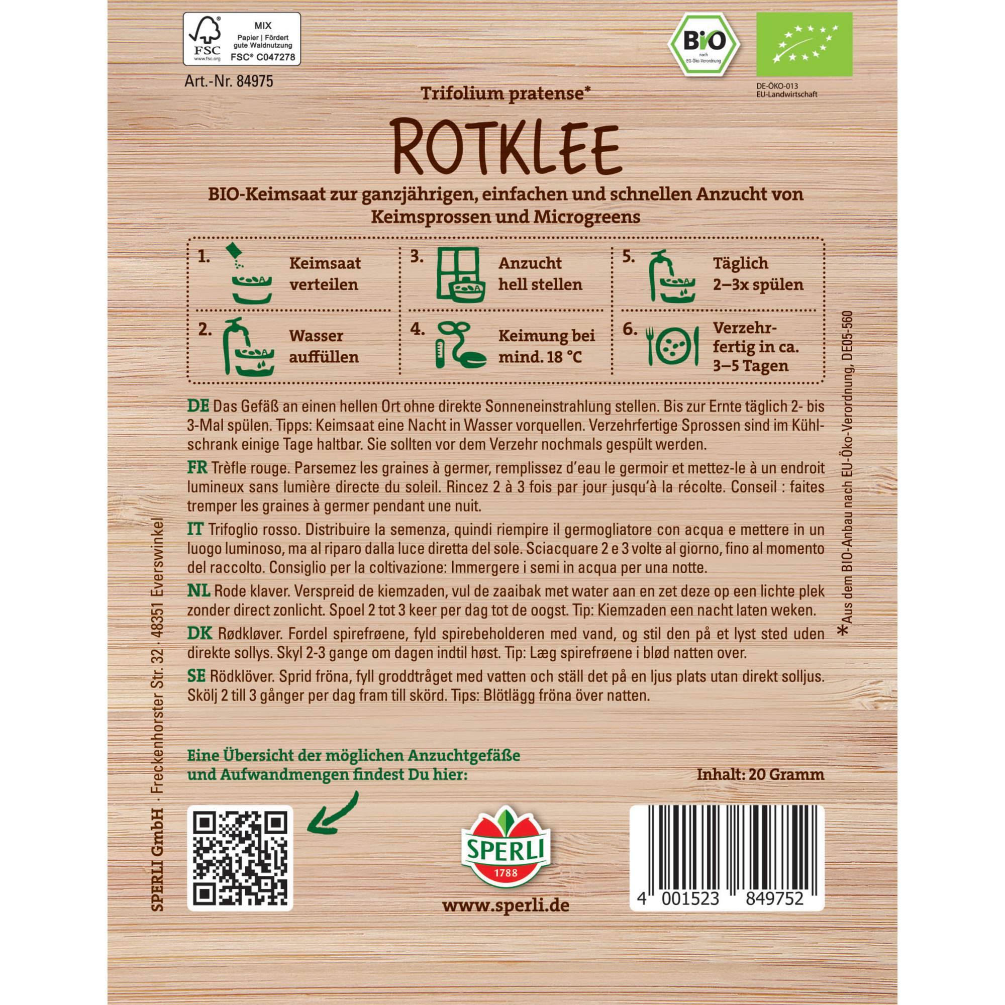 BIO-Keimsprossen-Saat Rotklee