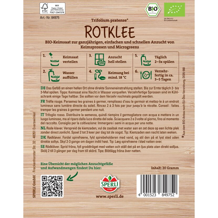 BIO-Keimsprossen-Saat Rotklee