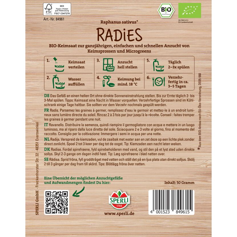 BIO-Keimsprossen-Saat Radies