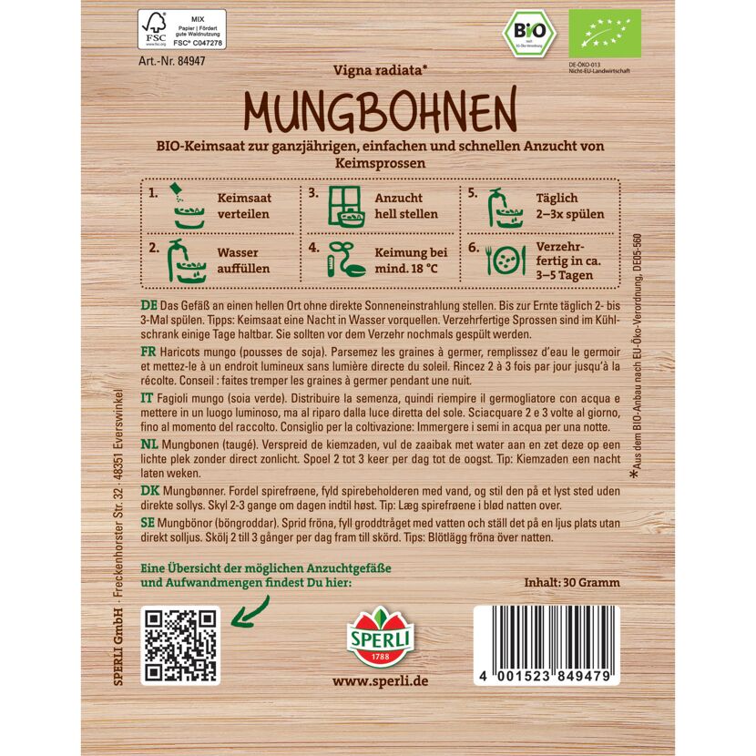 BIO-Keimsprossen-Saat Mungbohnen