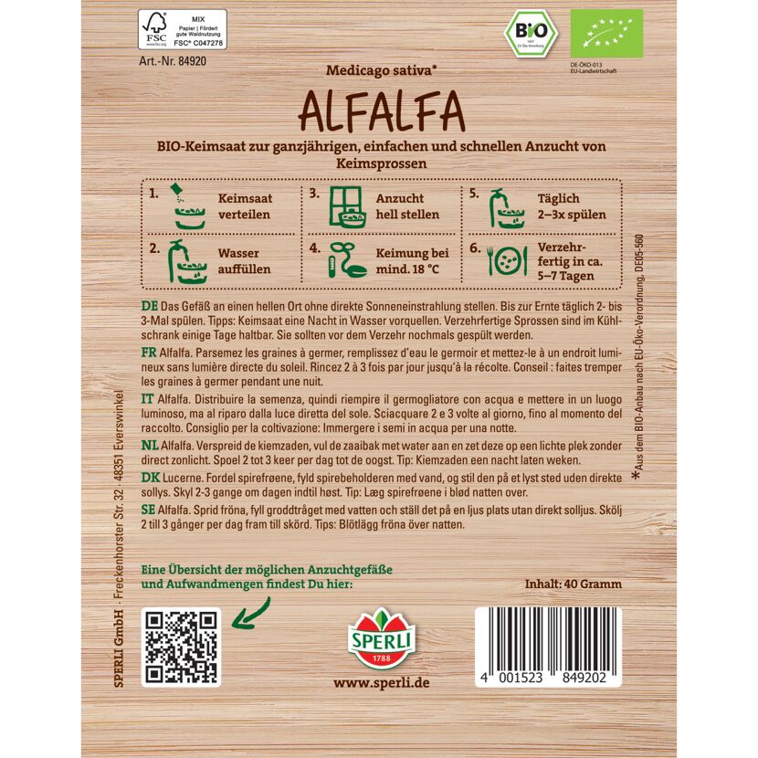 BIO-Keimsprossen-Saat Alfalfa