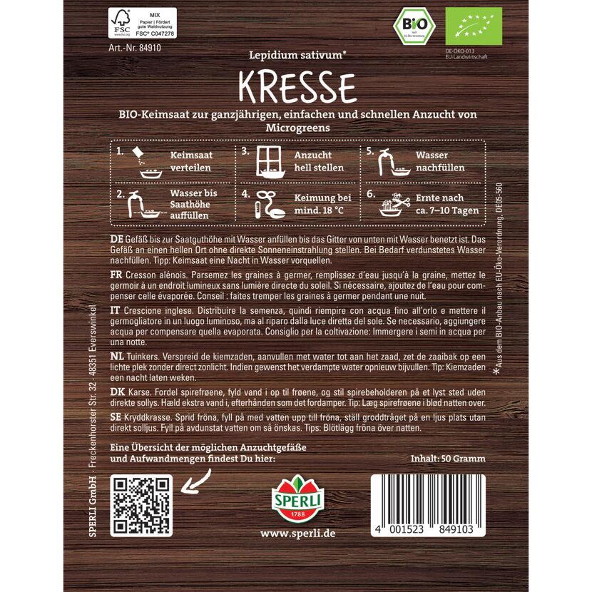 BIO-Microgreen-Saat Kresse