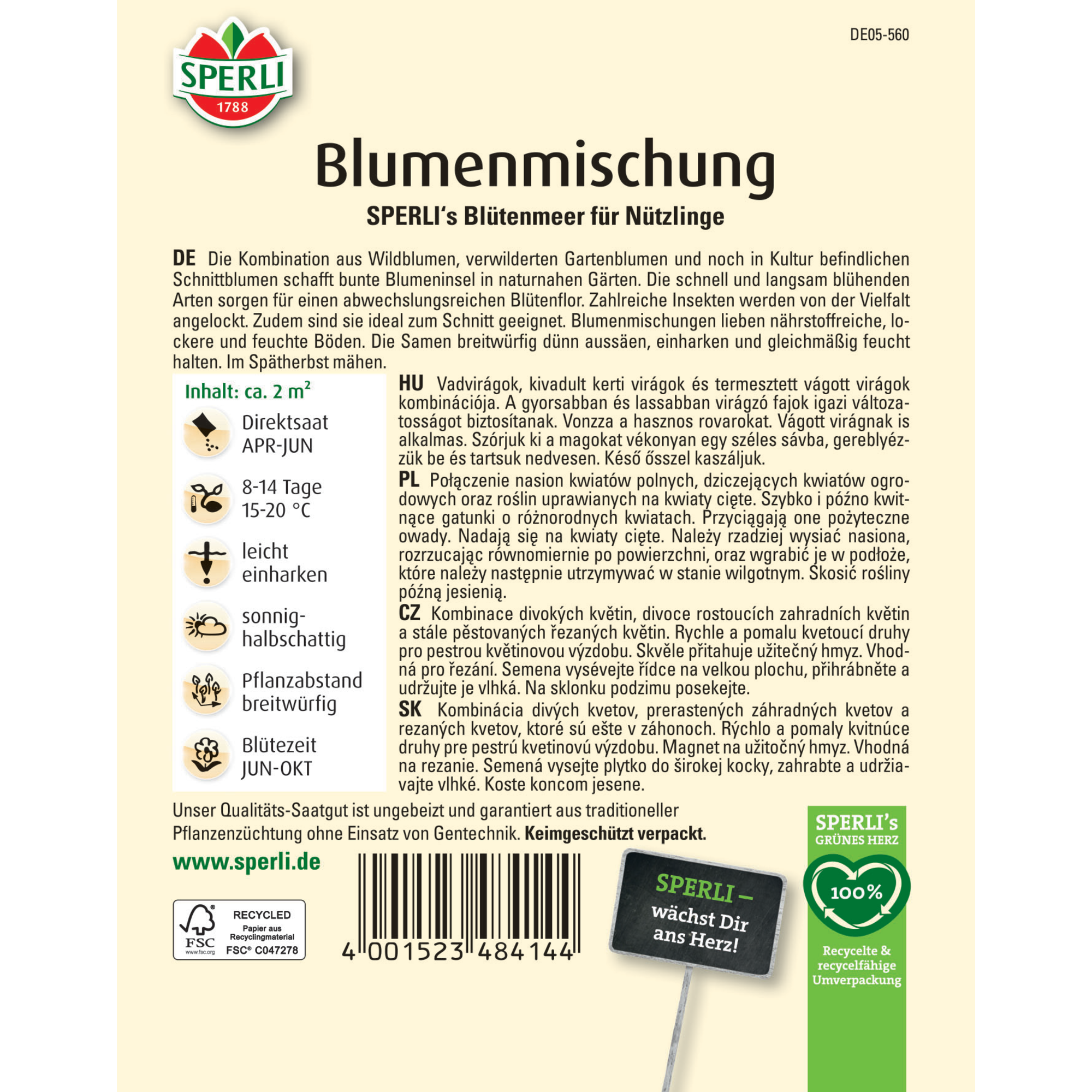 Blumenmischung 'SPERLI's Blütenmeer für Nützlinge'