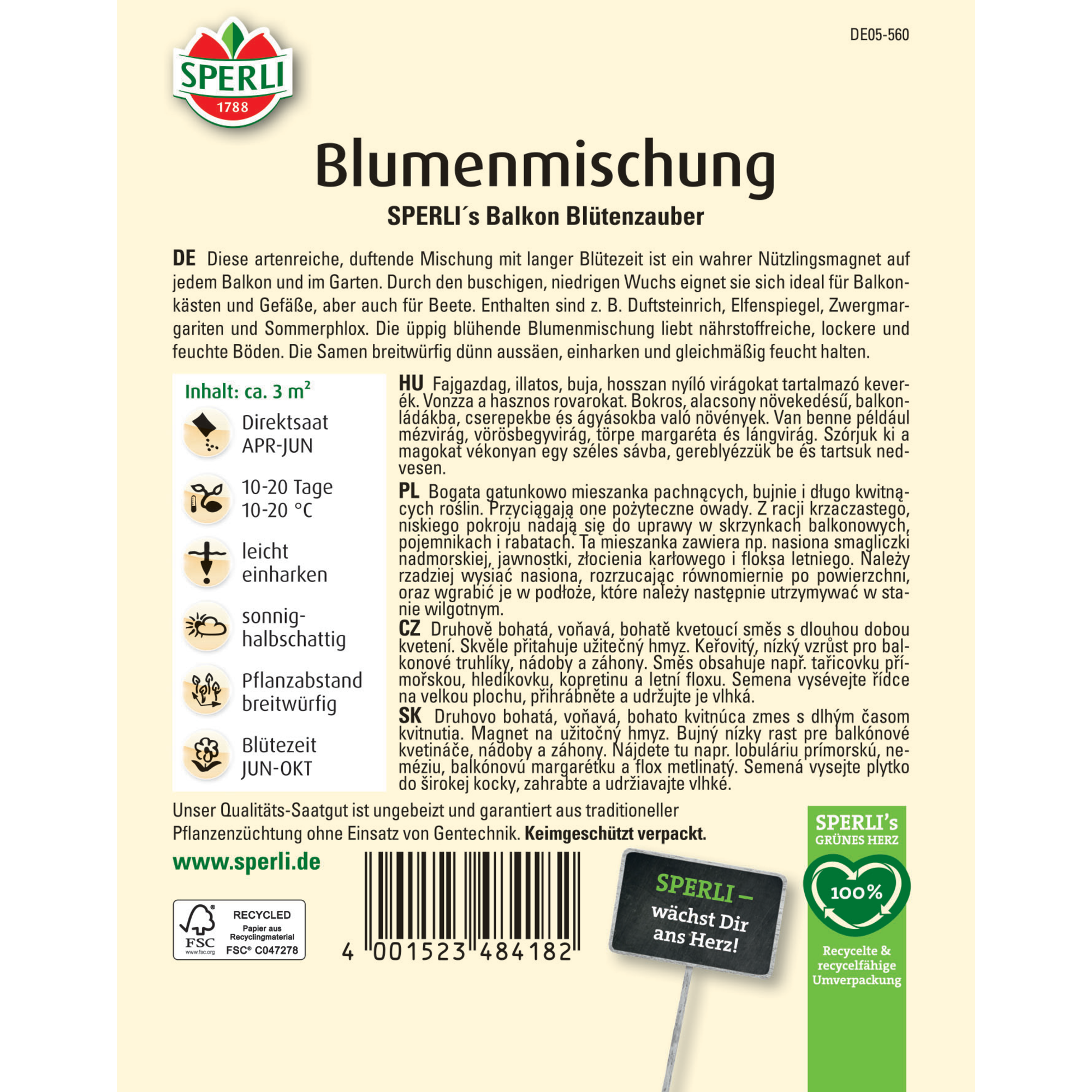 Blumenmischung 'SPERLI's Balkon Blütenzauber'