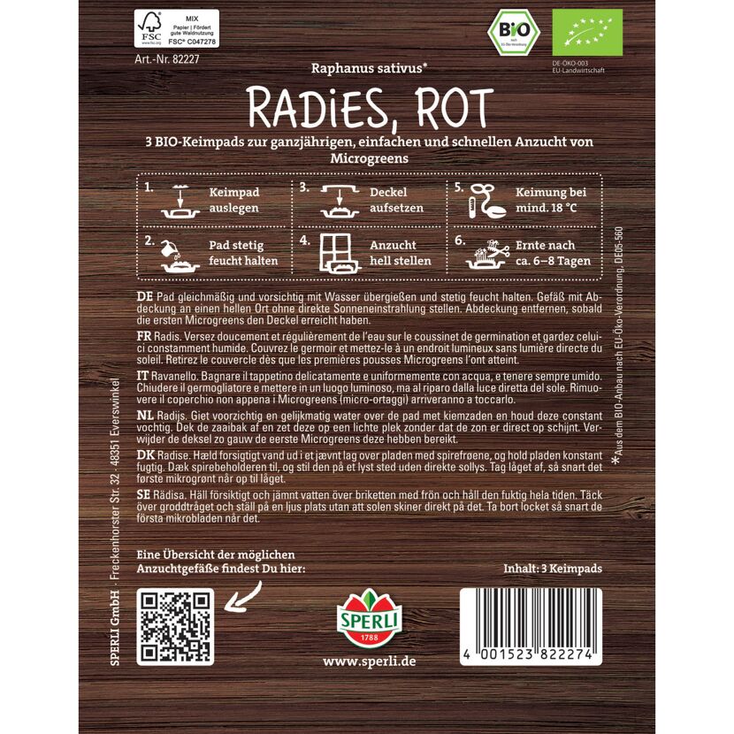 BIO-Microgreen-Pads Radieschen rot, Nachfüllpad