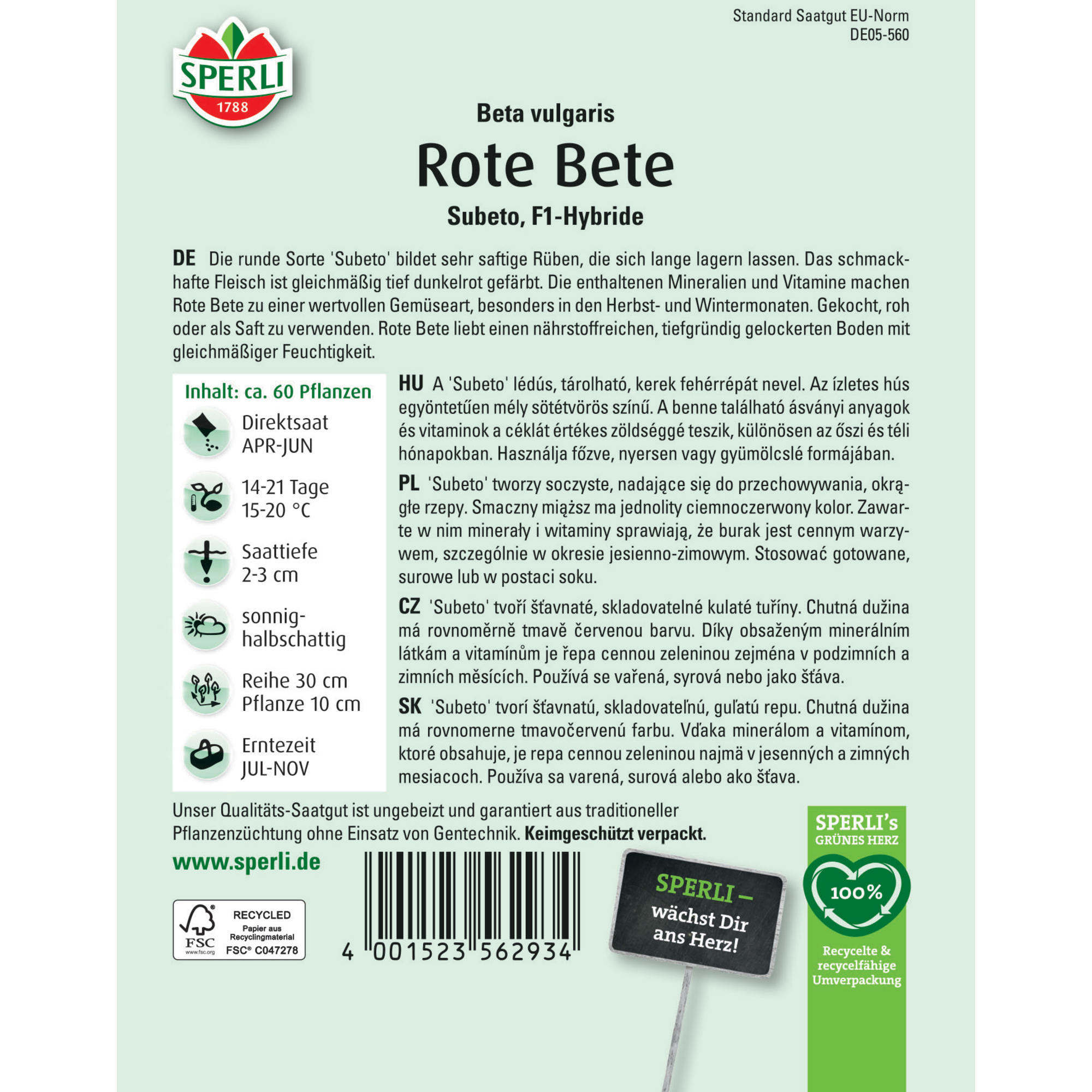 Rote Bete 'Subeto' F1-Hybride