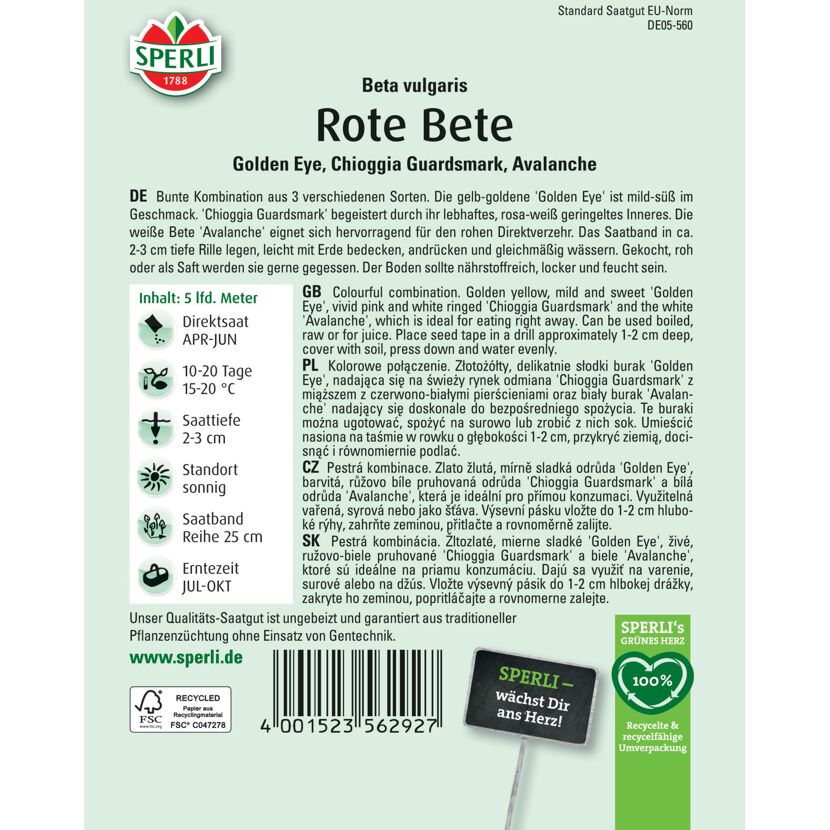 Rote Bete verschiedene Sorten Saatband 5 m