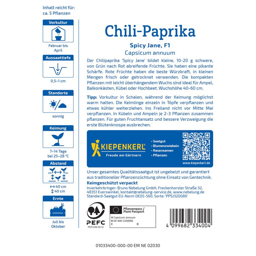 Chili-Paprika 'Spicy Jane' F1-Hybride