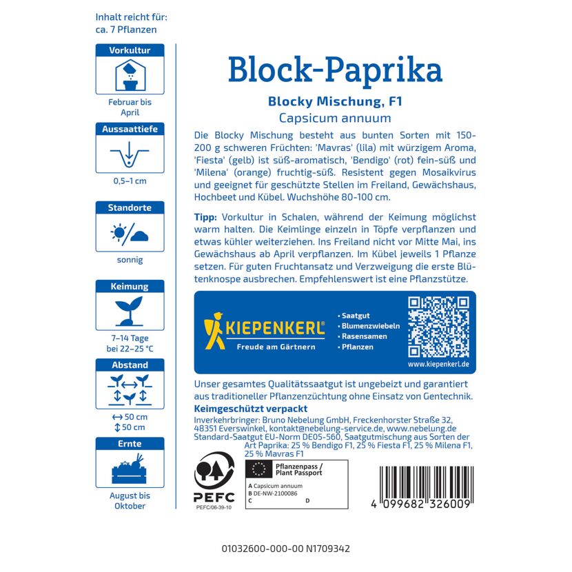 Block-Paprika 'Blocky Mischung' F1-Hybride