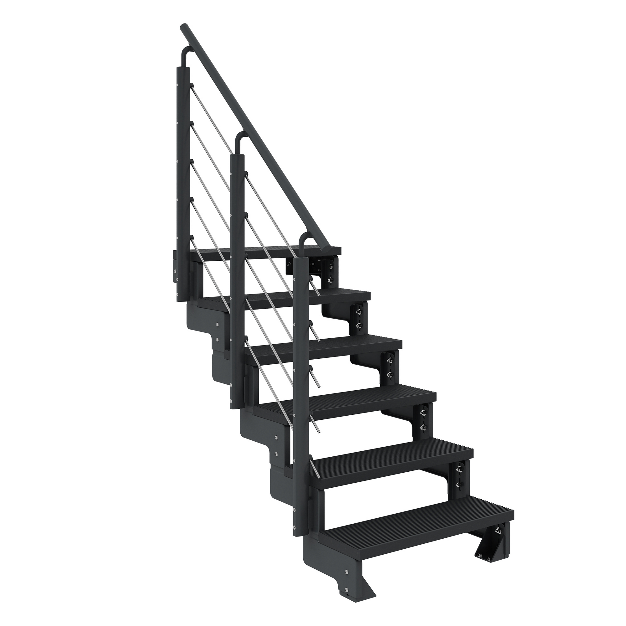 Außentreppe 'Gardentop' anthrazit 6 Stufen 100 cm mit Geländer