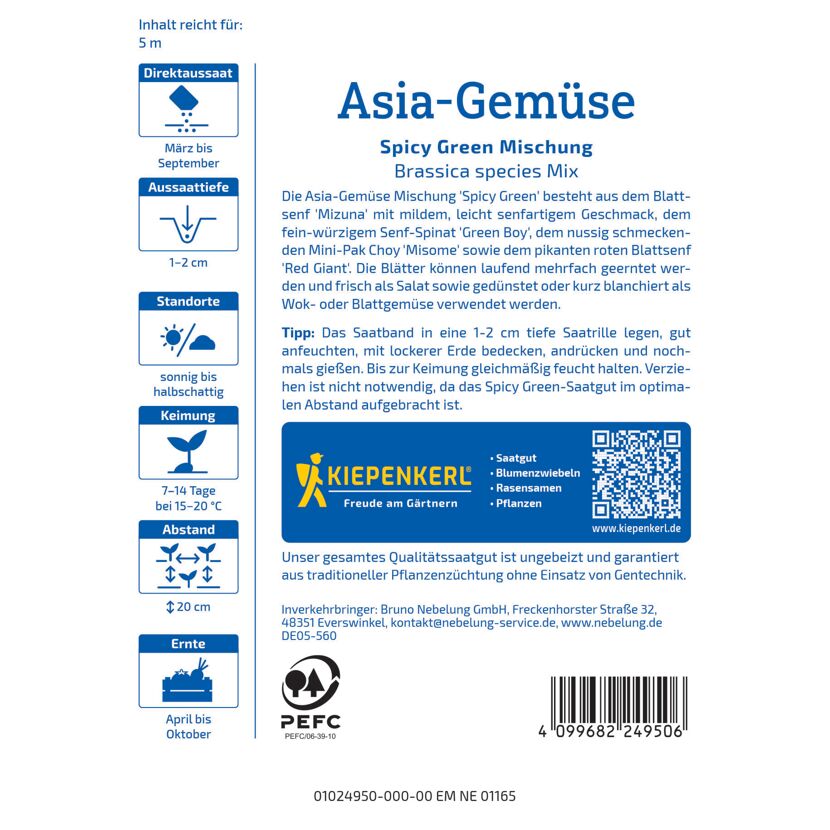 Asia-Gemüse 'Spicy Green Mischung' Saatband 5 m