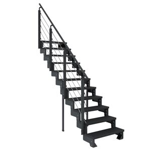 Außentreppe 'Gardentop' anthrazit 11 Stufen 100 cm mit Geländer