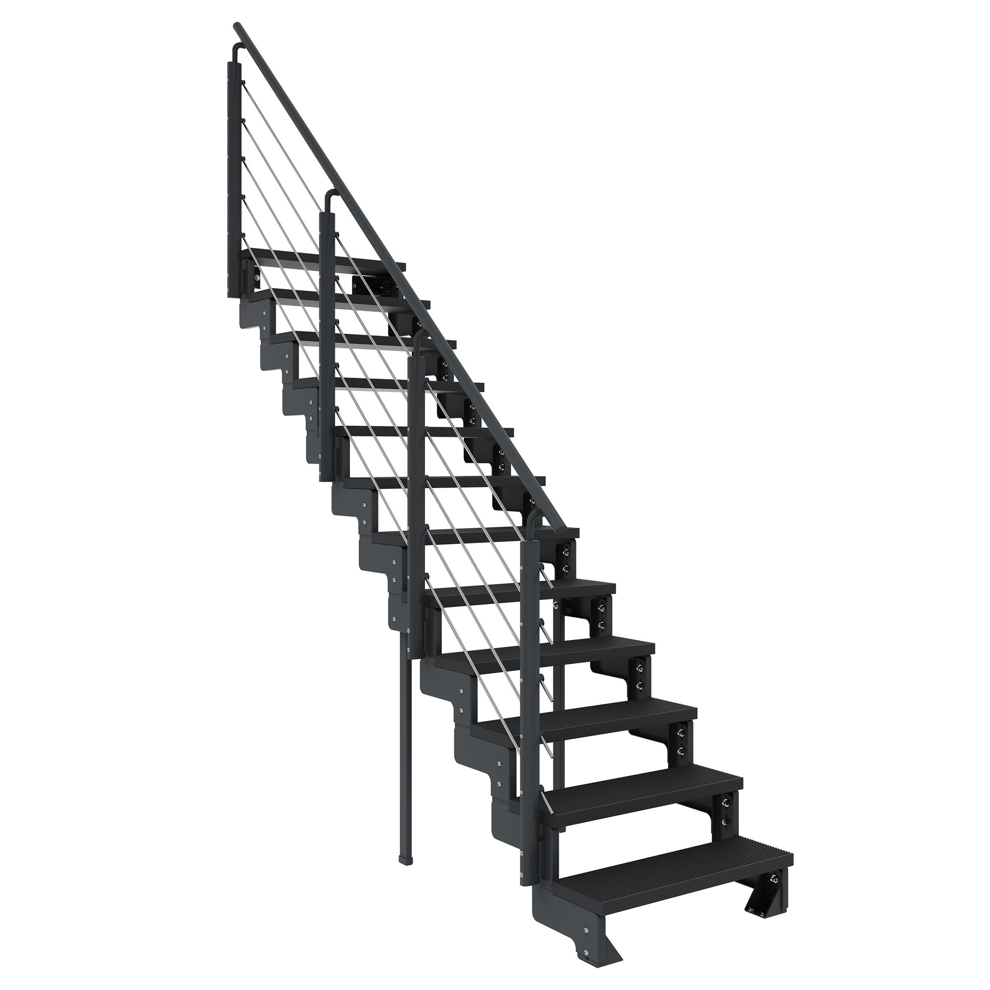 Außentreppe 'Gardentop' anthrazit 14 Stufen 100 cm mit Geländer