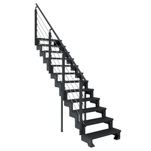 Außentreppe 'Gardentop' anthrazit 14 Stufen 100 cm mit Geländer