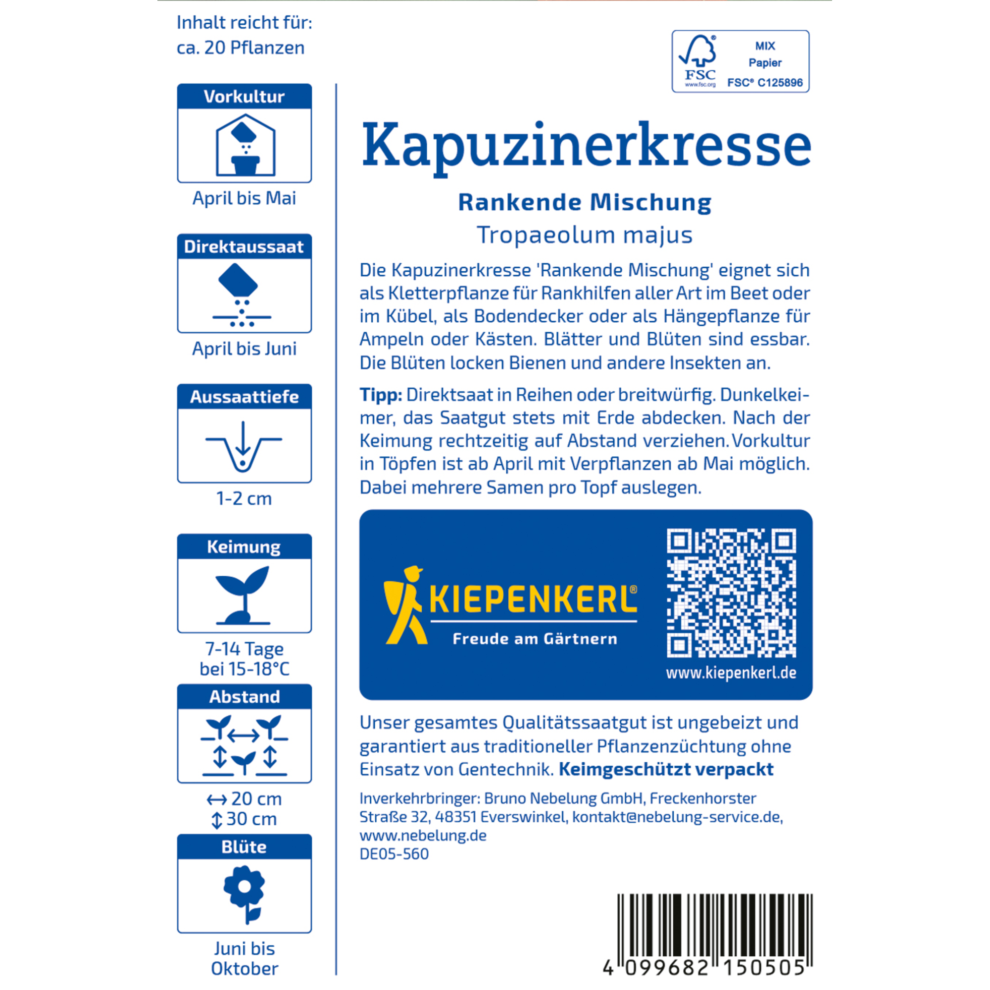 Kapuzinerkresse 'Rankende Mischung'