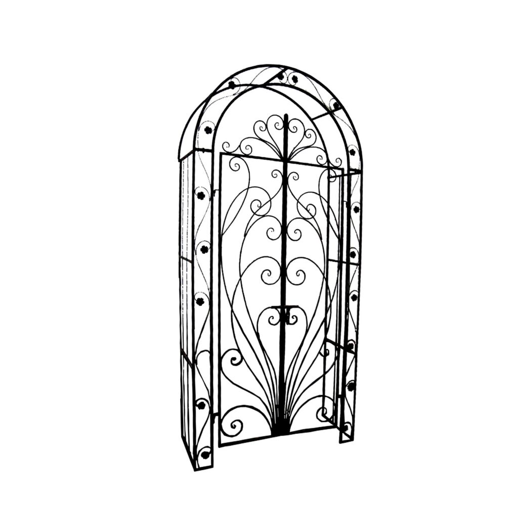 Rosenbogen mit Pforte ''Bagana'' Eisen schwarz 108 x 229 cm